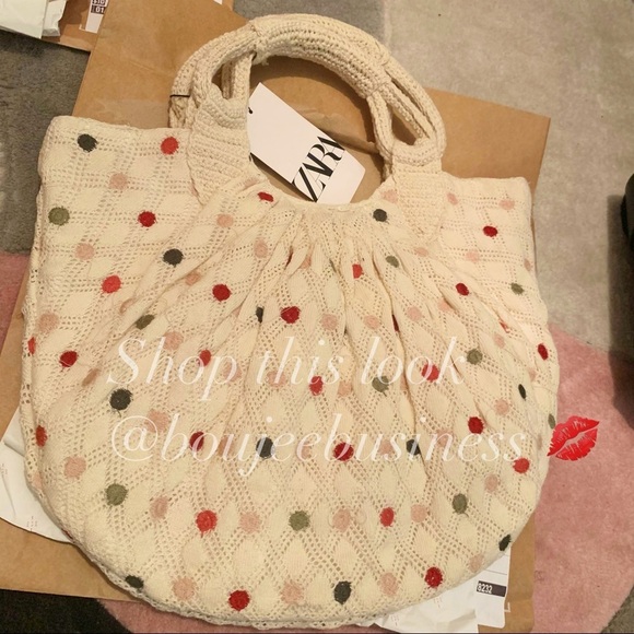 ZARA BNWT Polka Dot Knit Shopper Bag - Picture 4 of 4